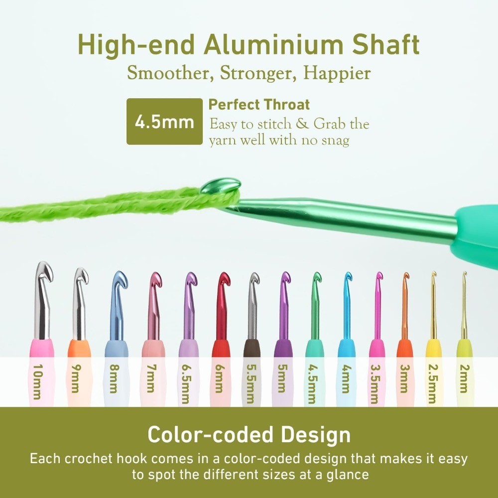 4.5mm Crochet Hook Ergonomic Comfort Grip Soft Handle for Arthritic Hands
