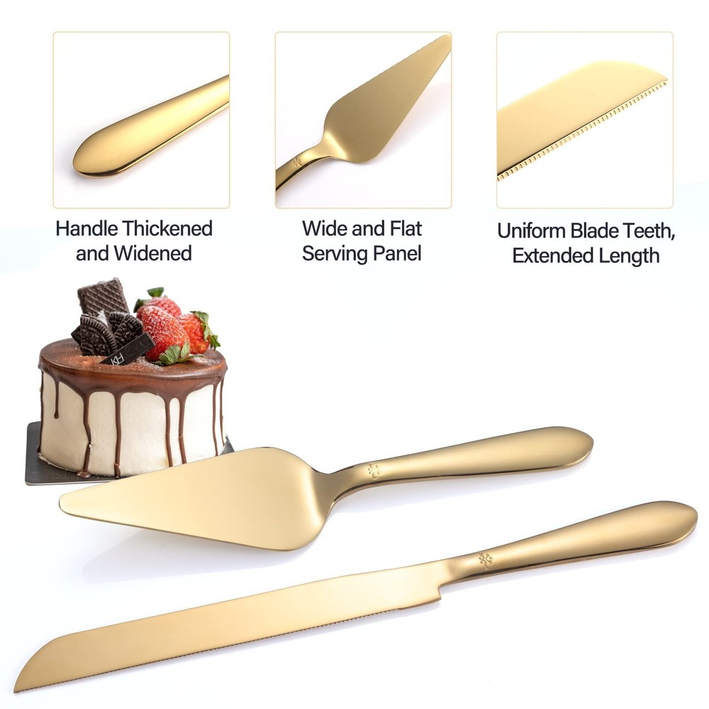 Cake Cutting Set for Wedding, Elegant Cake Knife and Server Set with Thickene...