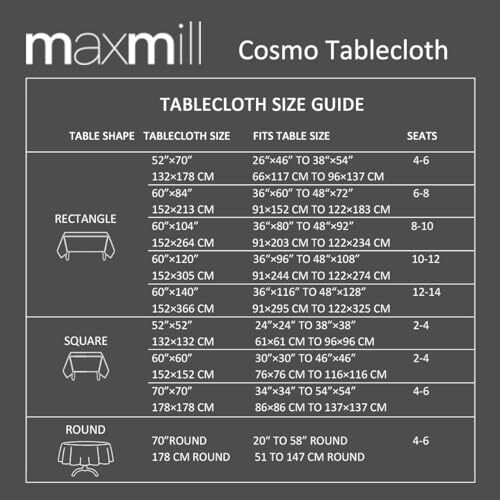 maxmill Slubby Textured Rectangular Tablecloth Water Resistance Antiwrinkle S...