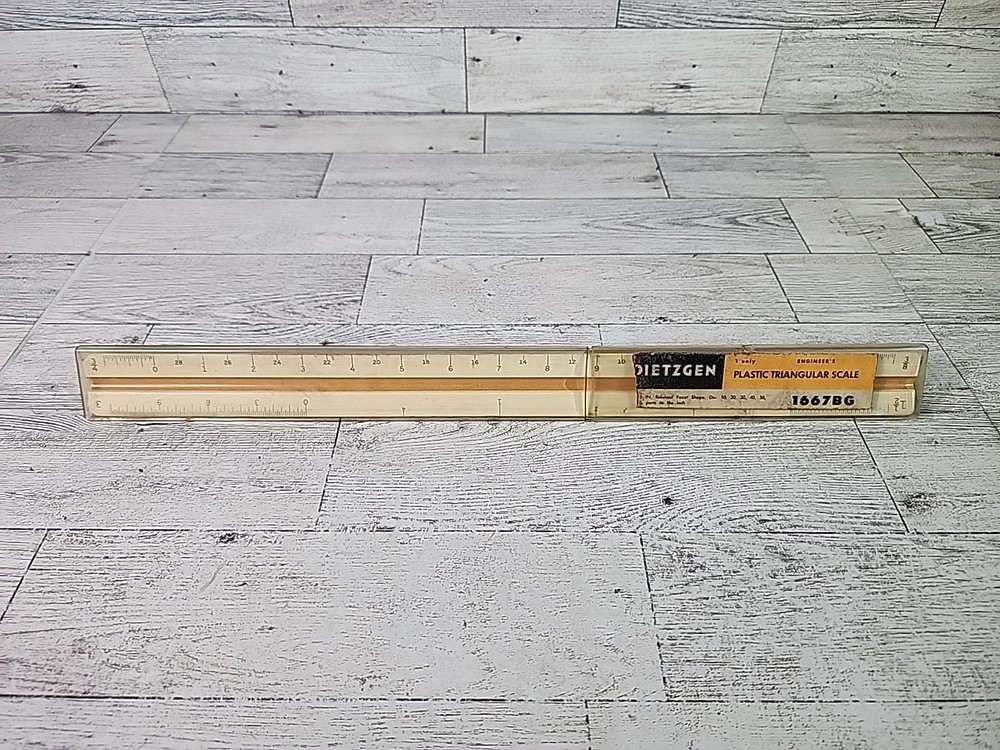 Dietzgen Plastic Triangular Scale Ruler 1667BG Engineering w/ Plastic Case