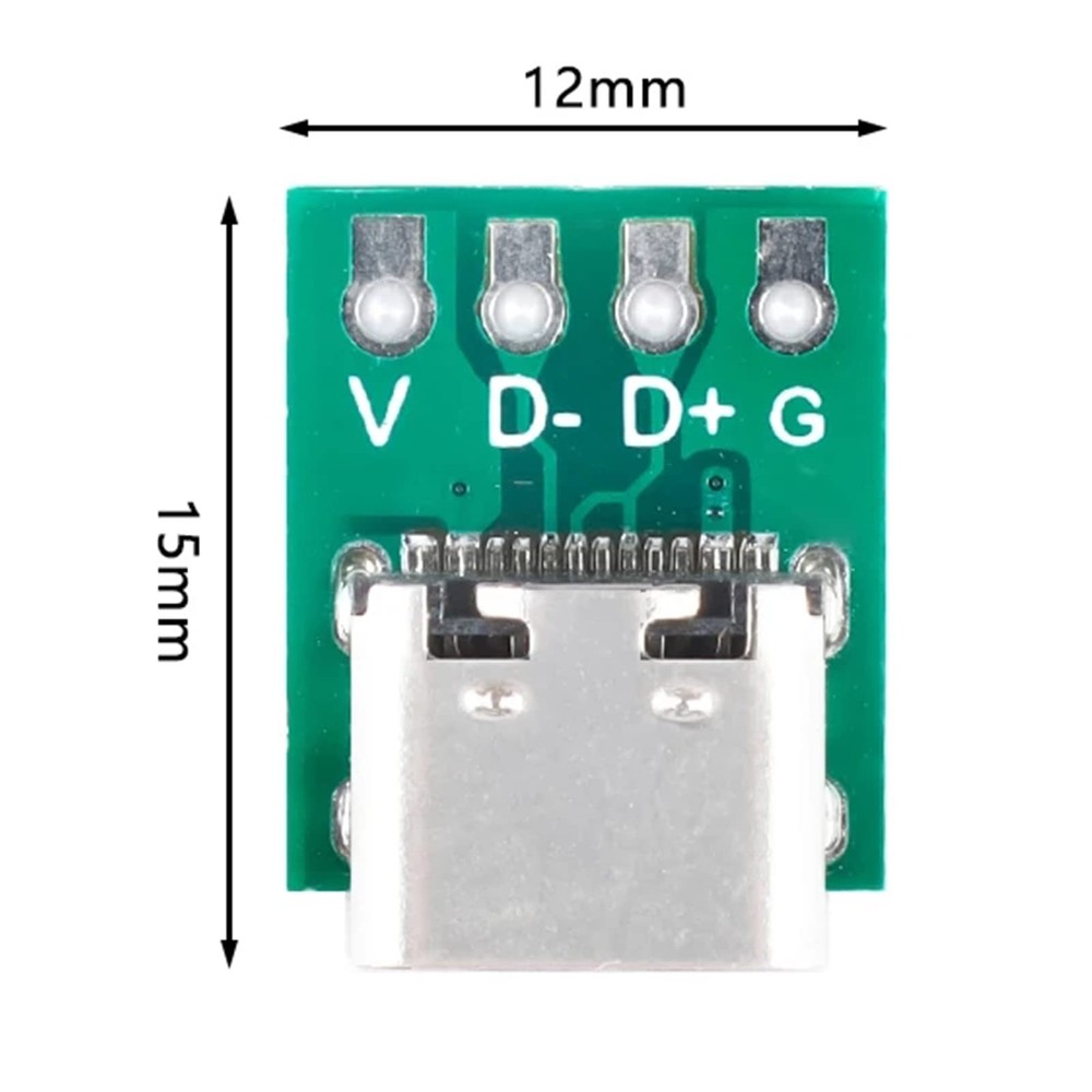 Teansic 10 Pcs USB Type C Connector Board DIY Type-c Connector, Green,Silver