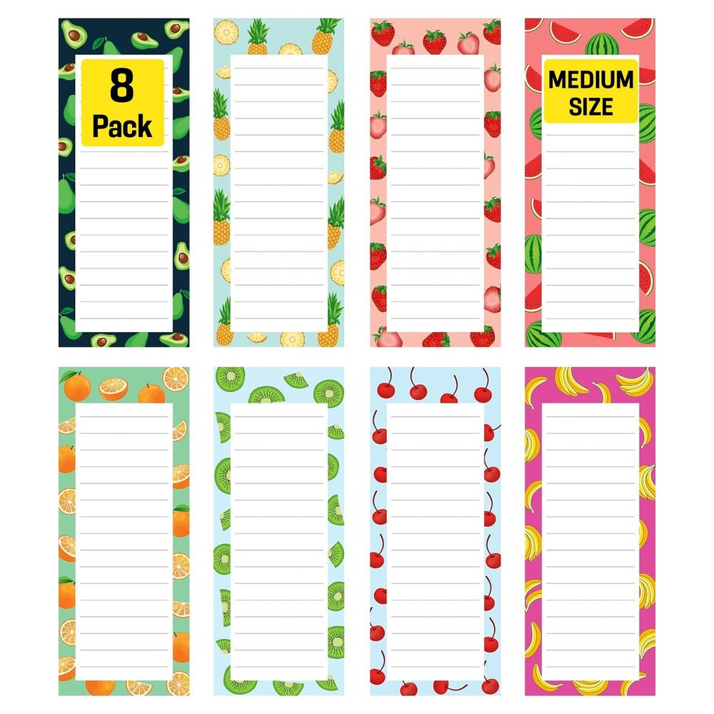 8 Magnetic Notepads – for Grocery 8 Pack- Medium, MEDIUM 8 PACK