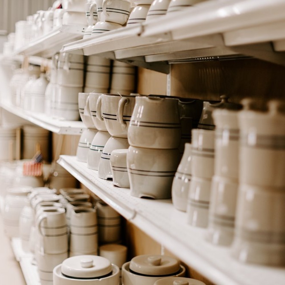 Heritage Blue Stripe Stoneware Syrup Pitcher