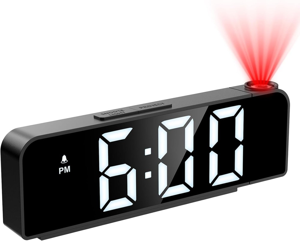 Projection Alarm Clock,with Projection on Ceiling with 7.9" Large Display
