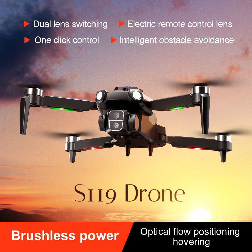 S119 Drone Brushless Foldable Obstacle Avoidance Drone FPV With 2 Battery | NE