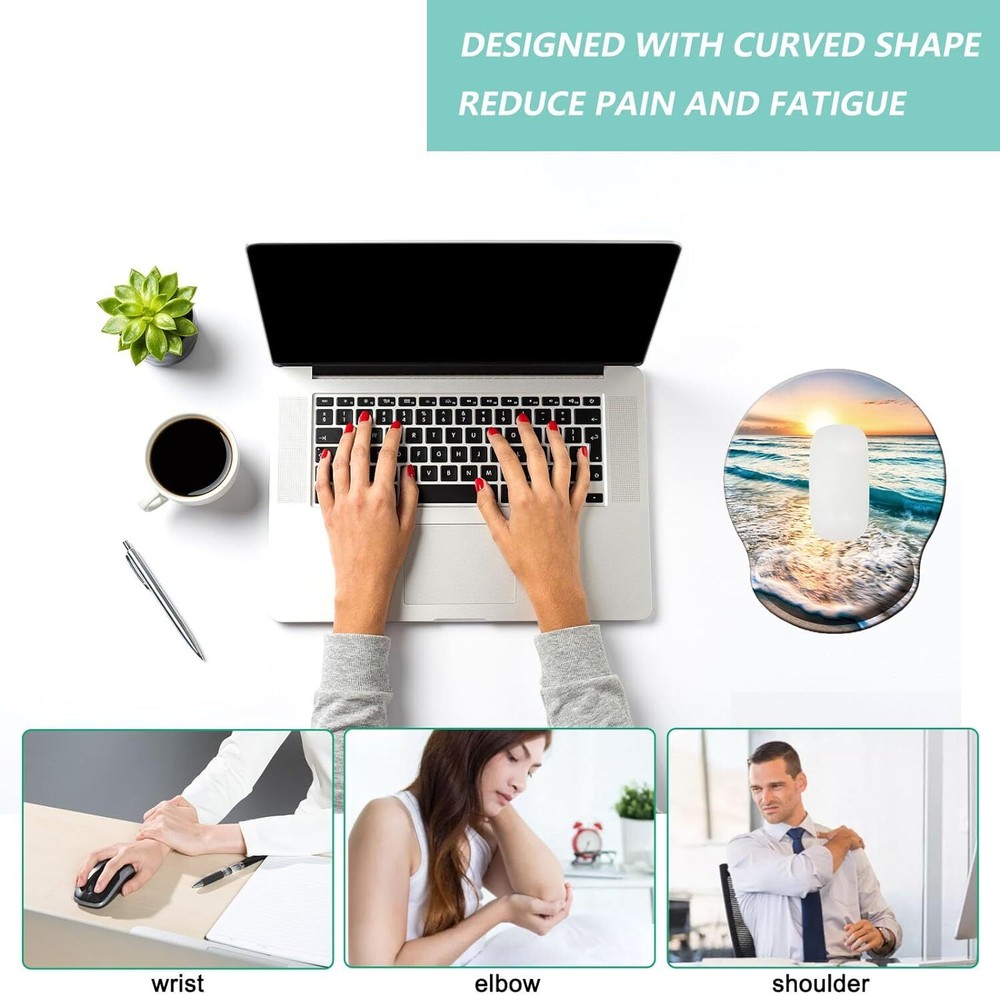 Mouse Pad with Wrist Support, Ergonomic Memory Foam O-beach