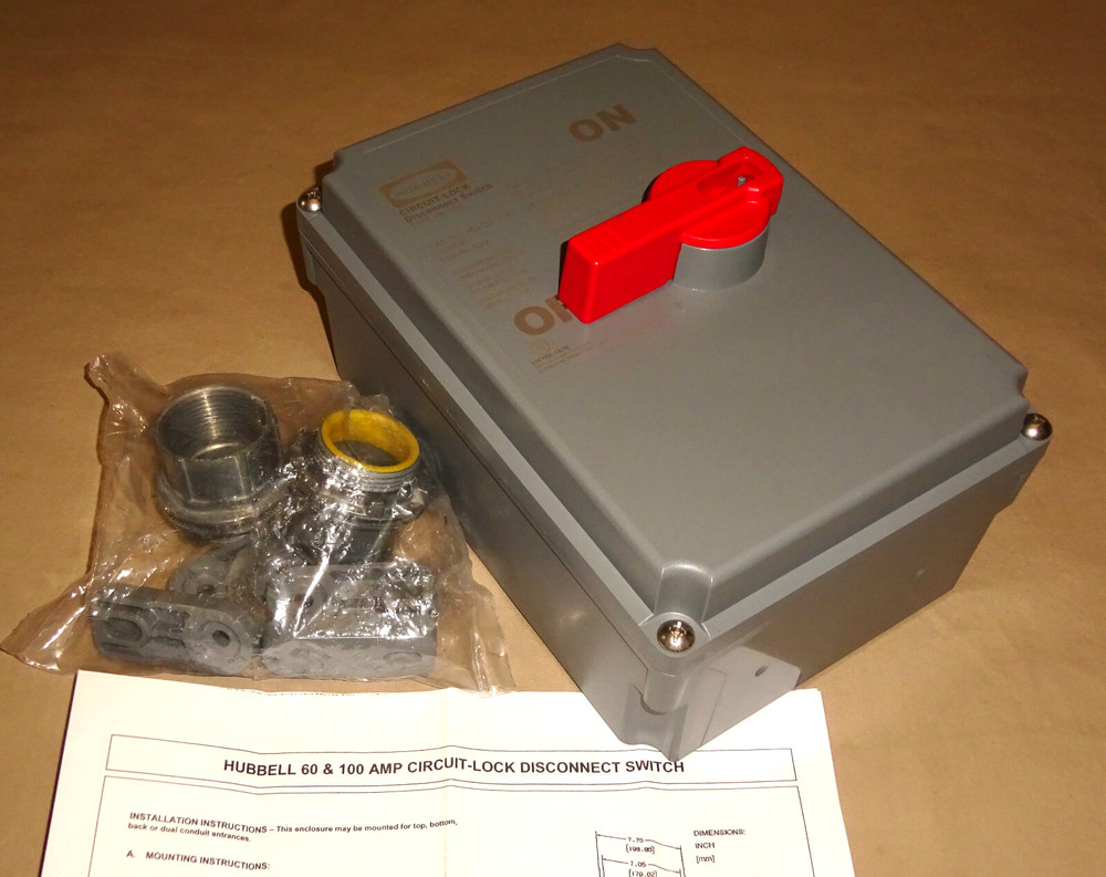 Hubbell HBLDS10VFD Disconnect Switch 100A NEW