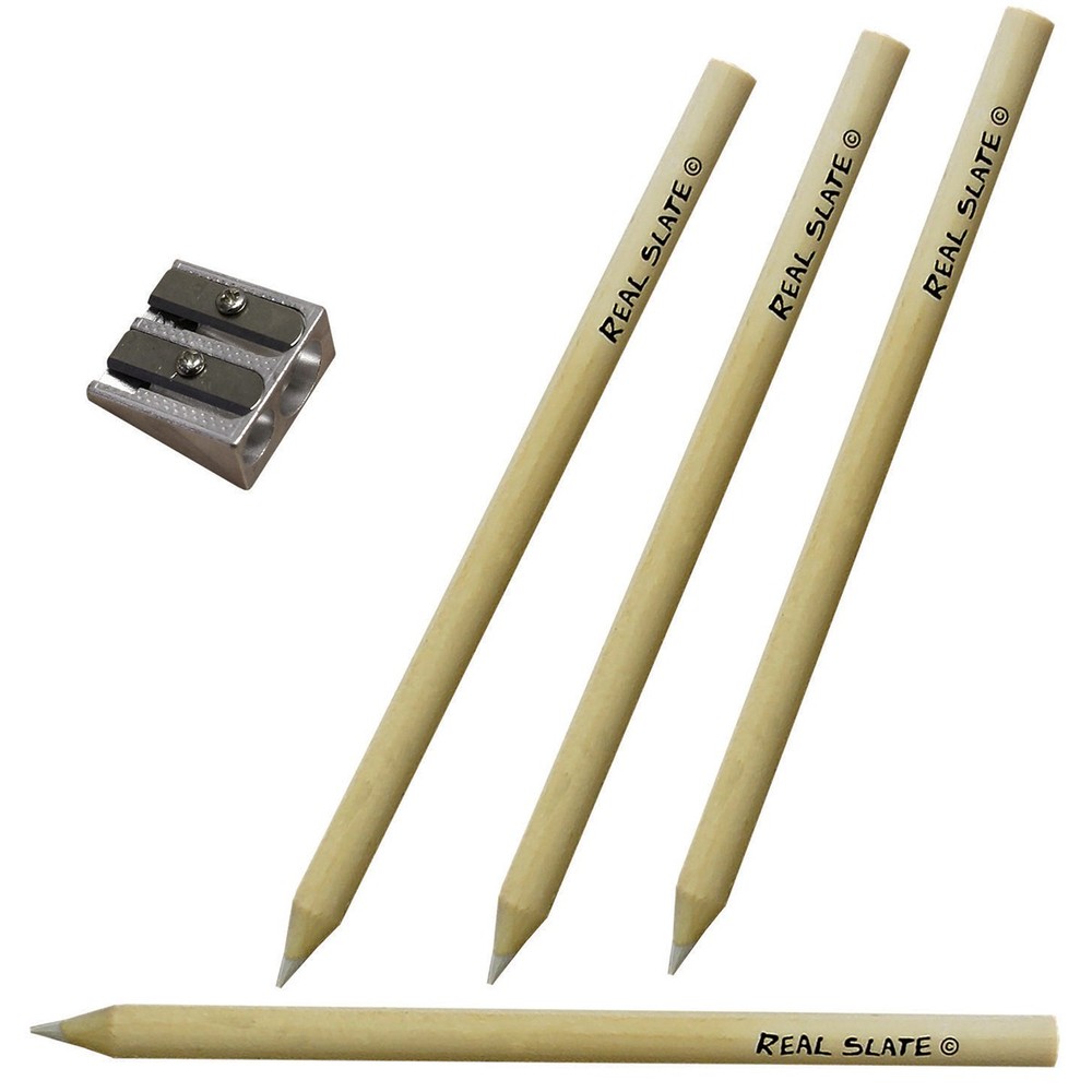 Real Slate Chalk Pencils 5/Pkg W/Sharpener