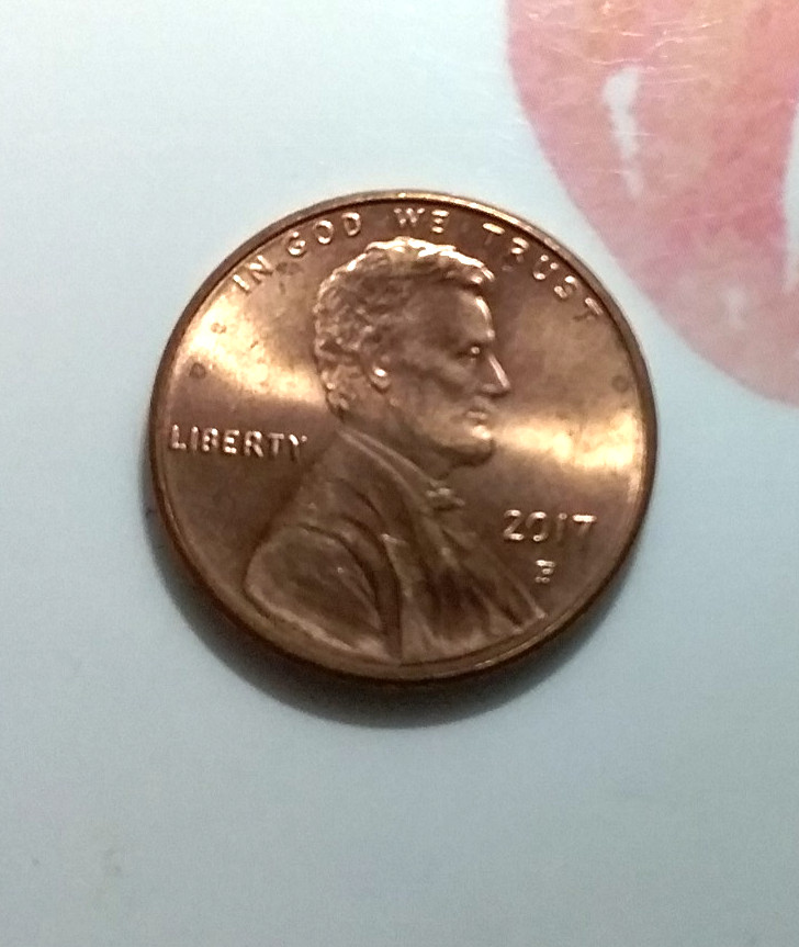 2017 P lincoln cent penny