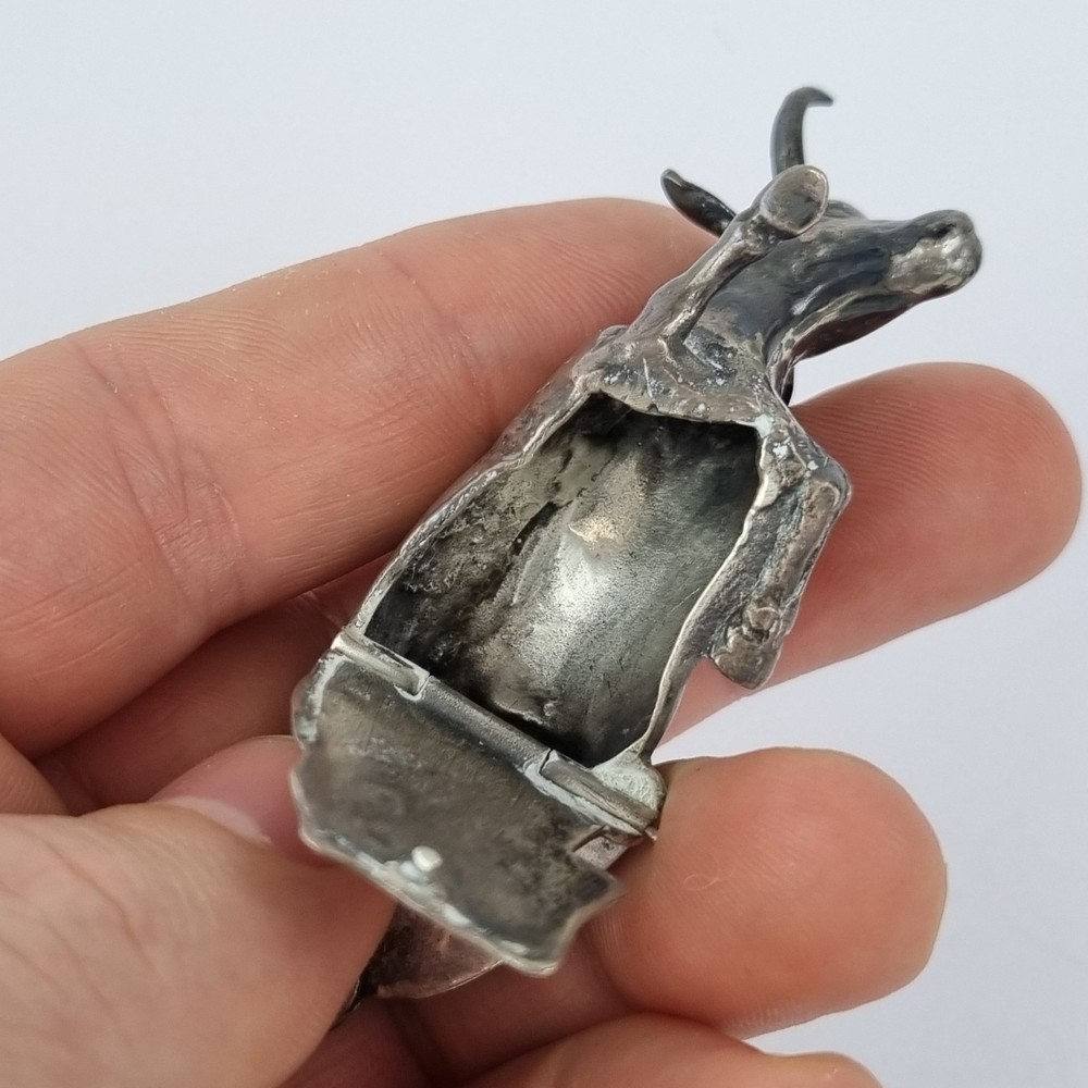 Antique Solid Silver Snuff Box? Shape Lying Cow Berthold Muller 1903 A/F
