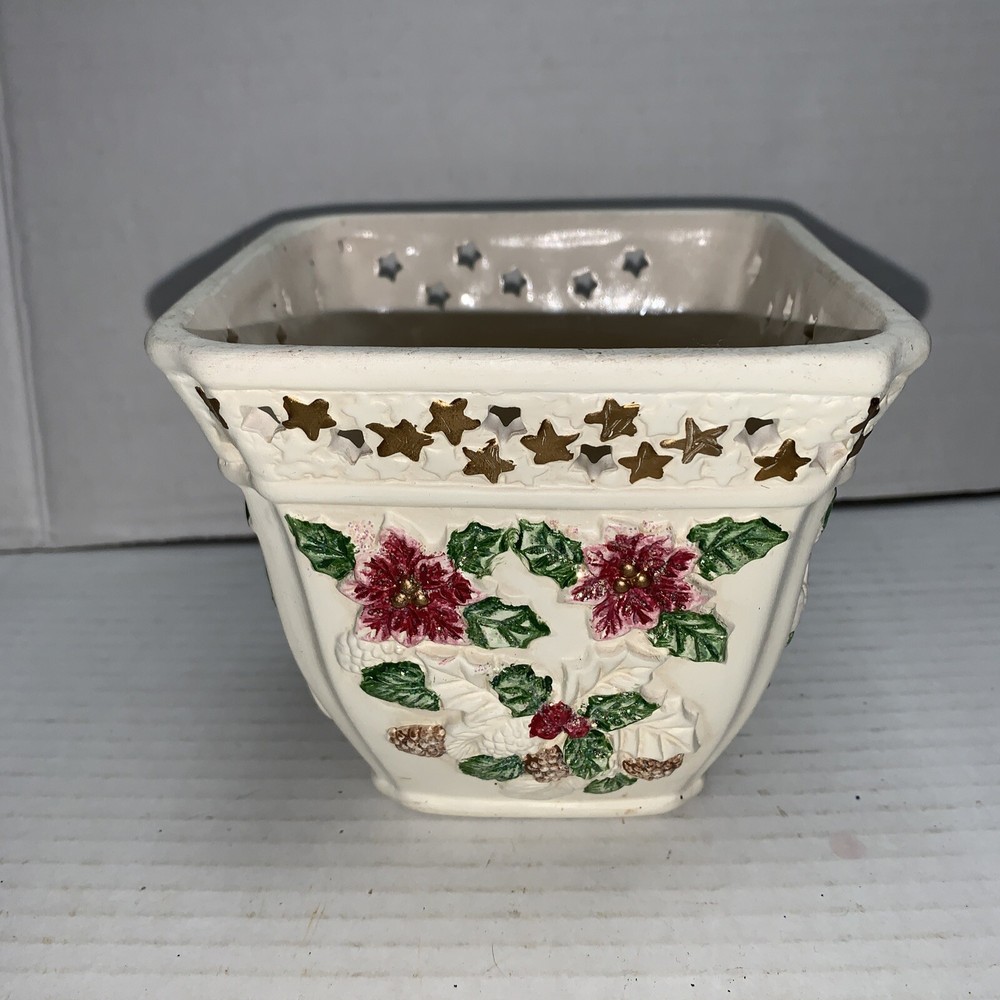 Art Pottery Cornucopia Vase Planter White 5” Vintage