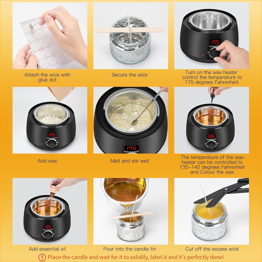 Candle Making Kit, Scented Candles Kit Medium, Black Melt Warmer