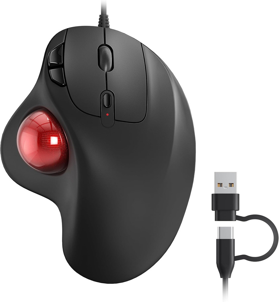 M509 Trackball Mouse Wired, Ergonomic Design, Easy Thumb Control, Precise & Smoo