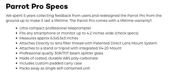 Podcaster Parrot Pro Teleprompter Kit