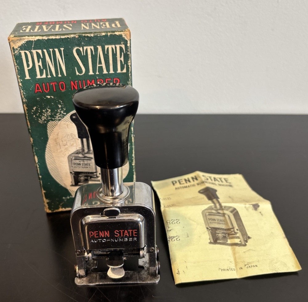 VTG Penn State Auto Number Automatic NUmbering Machine W/ Original Box Paperwork