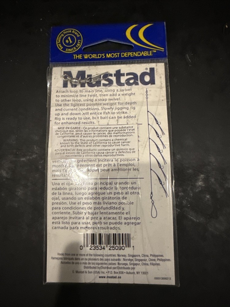 Mustad Piscator Rig Ref SRP-5 Size 12 10lb Qty 5 Per Pack