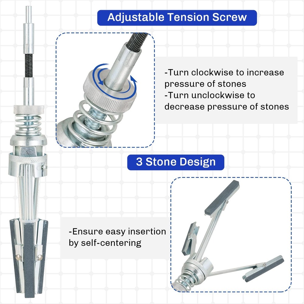 Engine Cylinder Hone Tool | 2" to 6-1/2" Diameter Adjustable Deglazer with Ex...