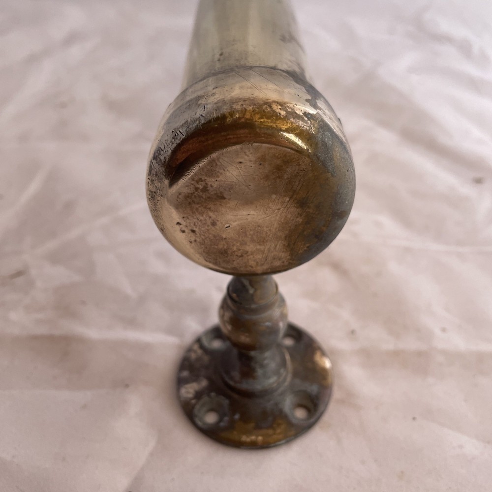 large vintage brass pull door handle. Solid. Reclaimed English.