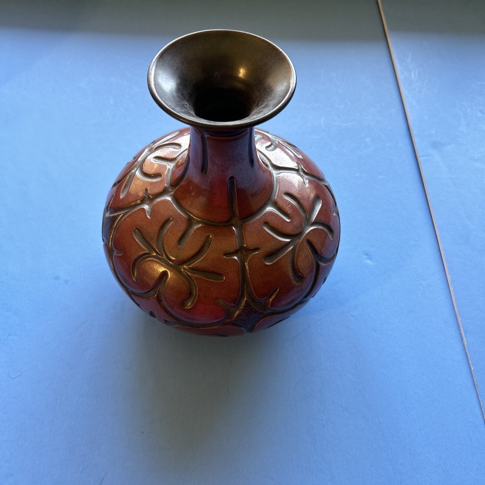 Artist Signed Unique Ceramic Vase Approx 9” Tall