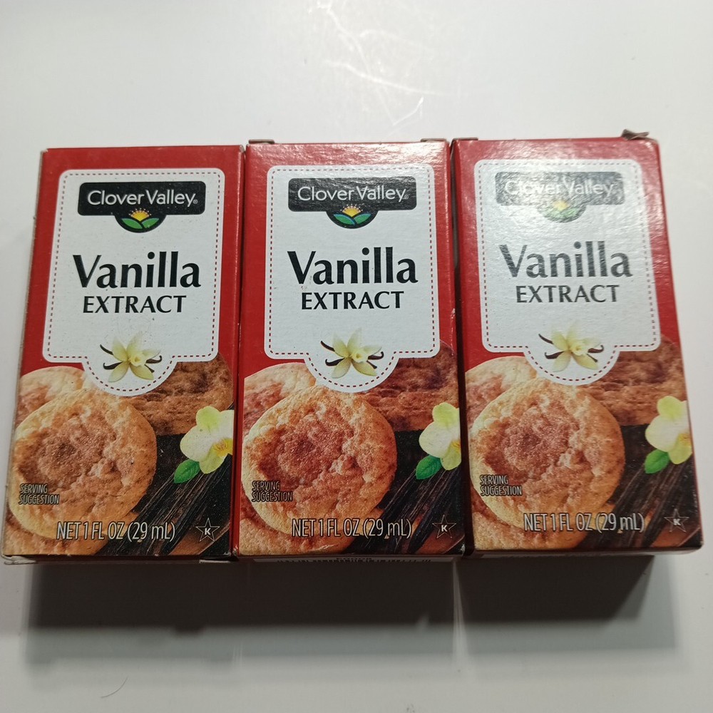 (3) Clover Valley Vanilla Extract 1 Oz vanillin flavor