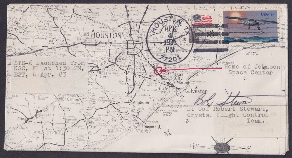 Lt. Col. Robert Stewart, Crystal Flight Control Team, signed STS-6 Launch Cover