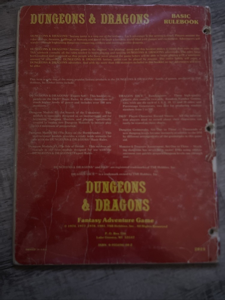 Vintage 1980 TSR Dungeons and Dragons Basic Rules