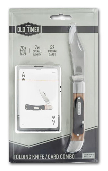 Old Timer 1158651 Folding Knife / Card Deck Combo Pack, 3" Clip Point Blade