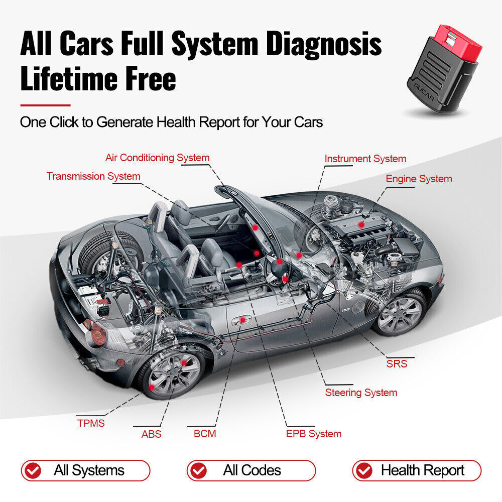 MUCAR BT200 All System Diagnostic OBD2 Code Reader Check Engine Oil & SAS Resets