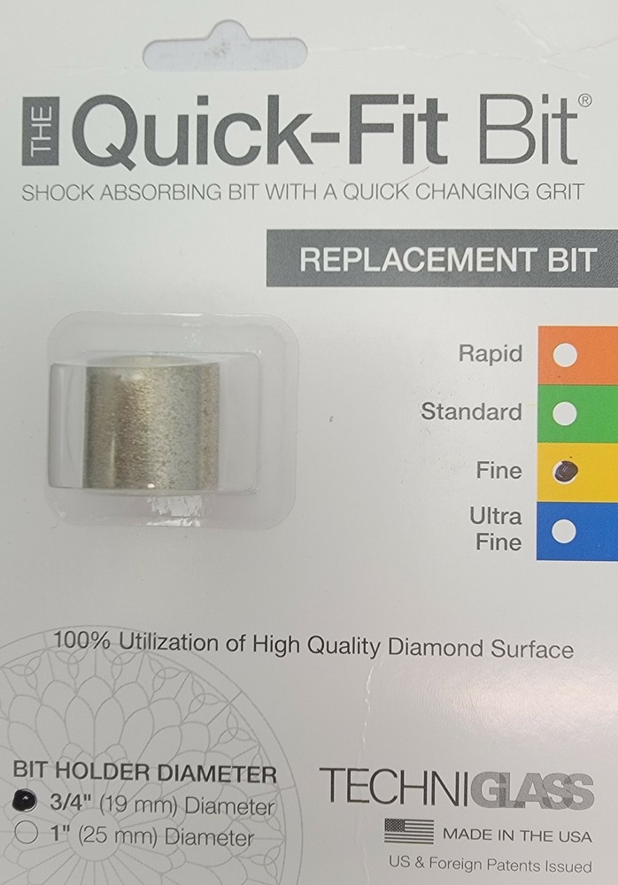 3/4" Fine Quick Fit Bit Stained Glass Grinder by Techniglass Replacement