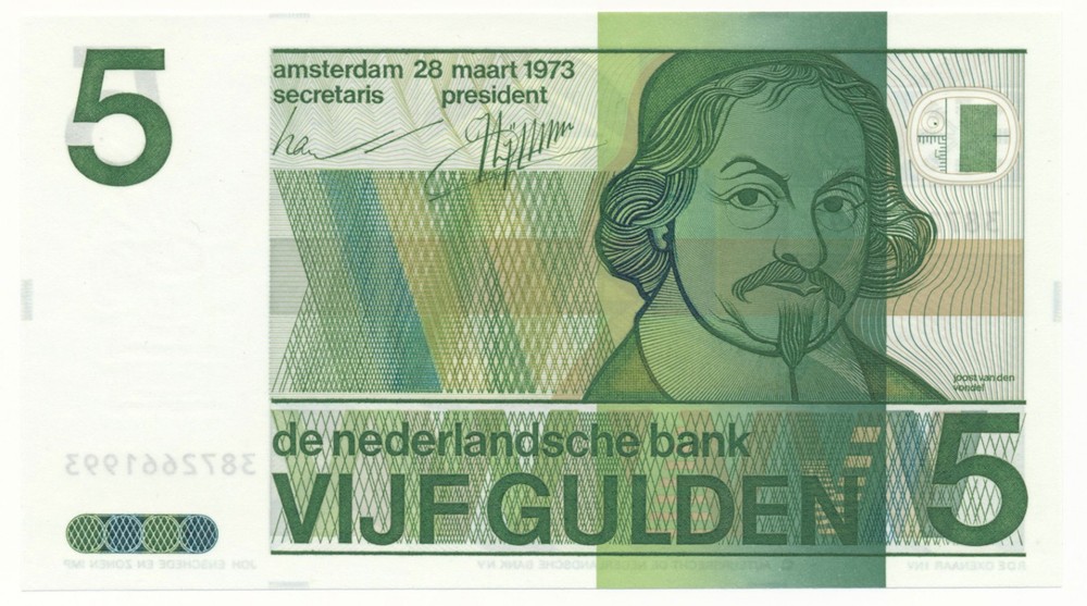 Netherlands 5 Gulden 1973 P. 95 Unc Note