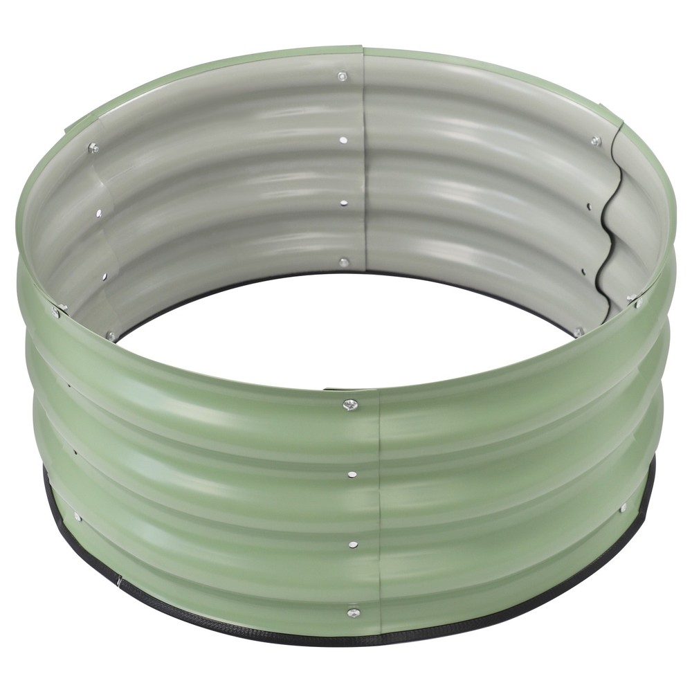 1 Pack Round Galvanized Metal Garden Planters with Open Base Design