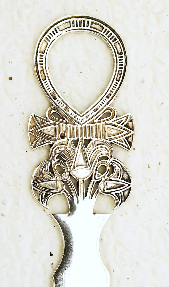 Cairo Egyptian Marked Solid Silver Ankh End Letter Opener / Book Mark