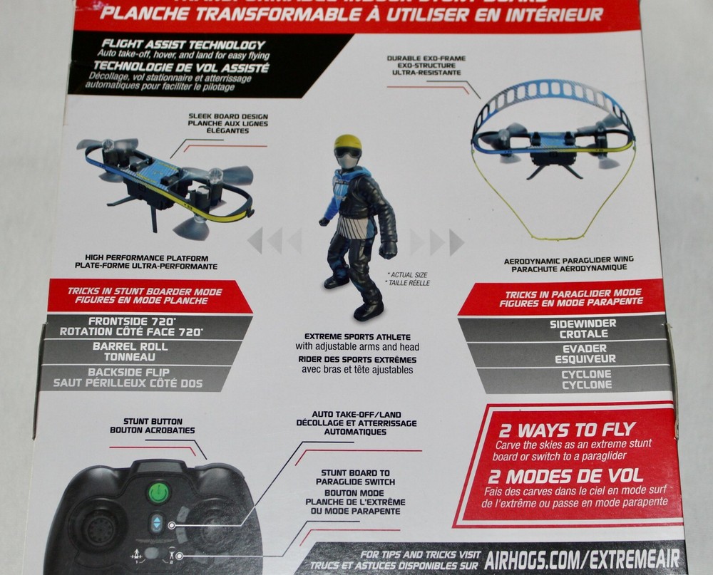 AIRHOGS Extreme Air Transformable Stunt Board 8+ Spin Master Drone ParaGlider T2