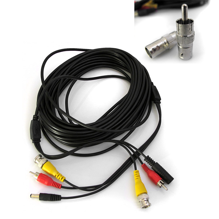 NEW 50FT 15M BNC CCTV DVR SECURITY CAMERA SYSTEM AUDIO RCA VIDEO DC POWER CABLE