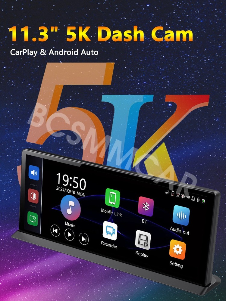 Touch Screen Car DVR Dash Cam Front Rear Cam G-sensor For Carplay Android Auto