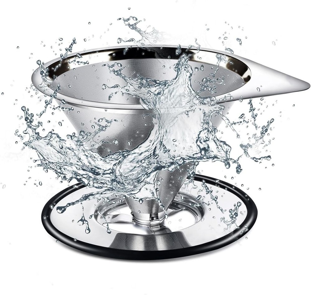 Stainless Steel Pour Over Coffee Dripper Cone Filter Reusable Single Cup with...