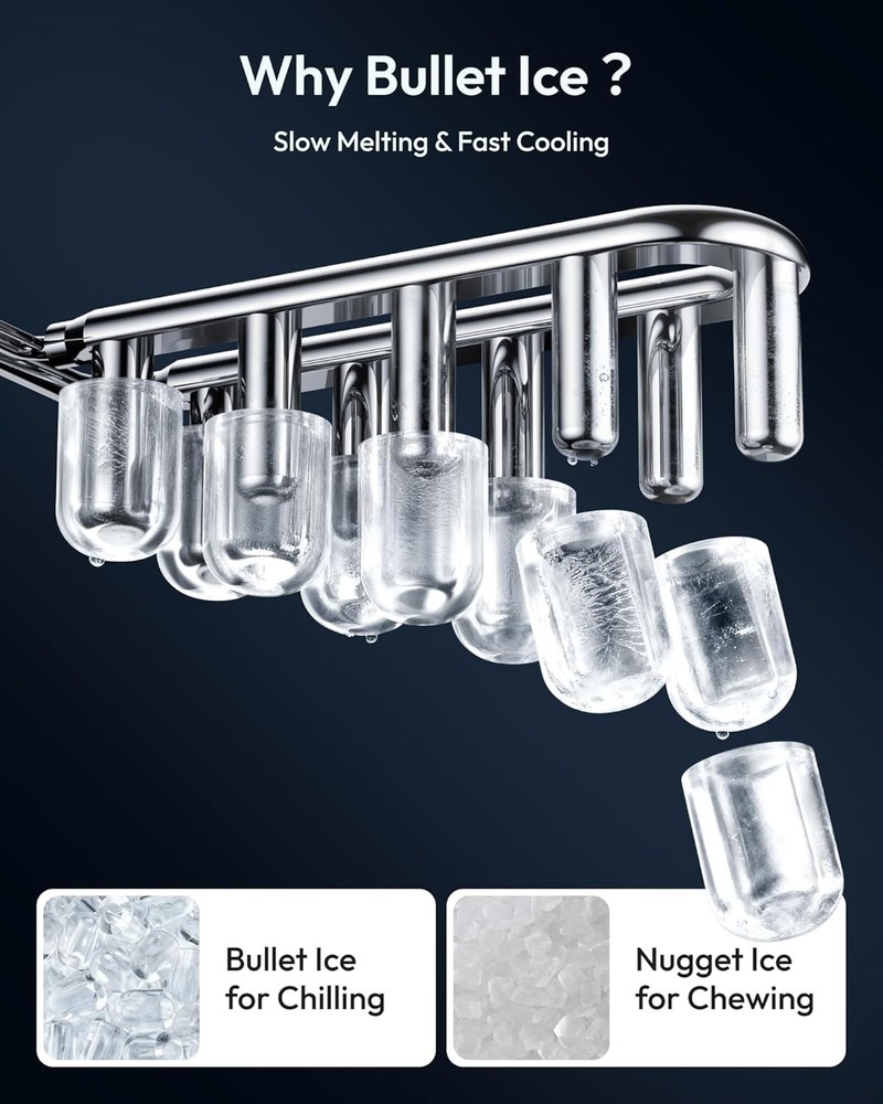 Versatile Ice Maker: 6 Mins for Fresh Bulleted Ice, Home, Camping, or Party Use