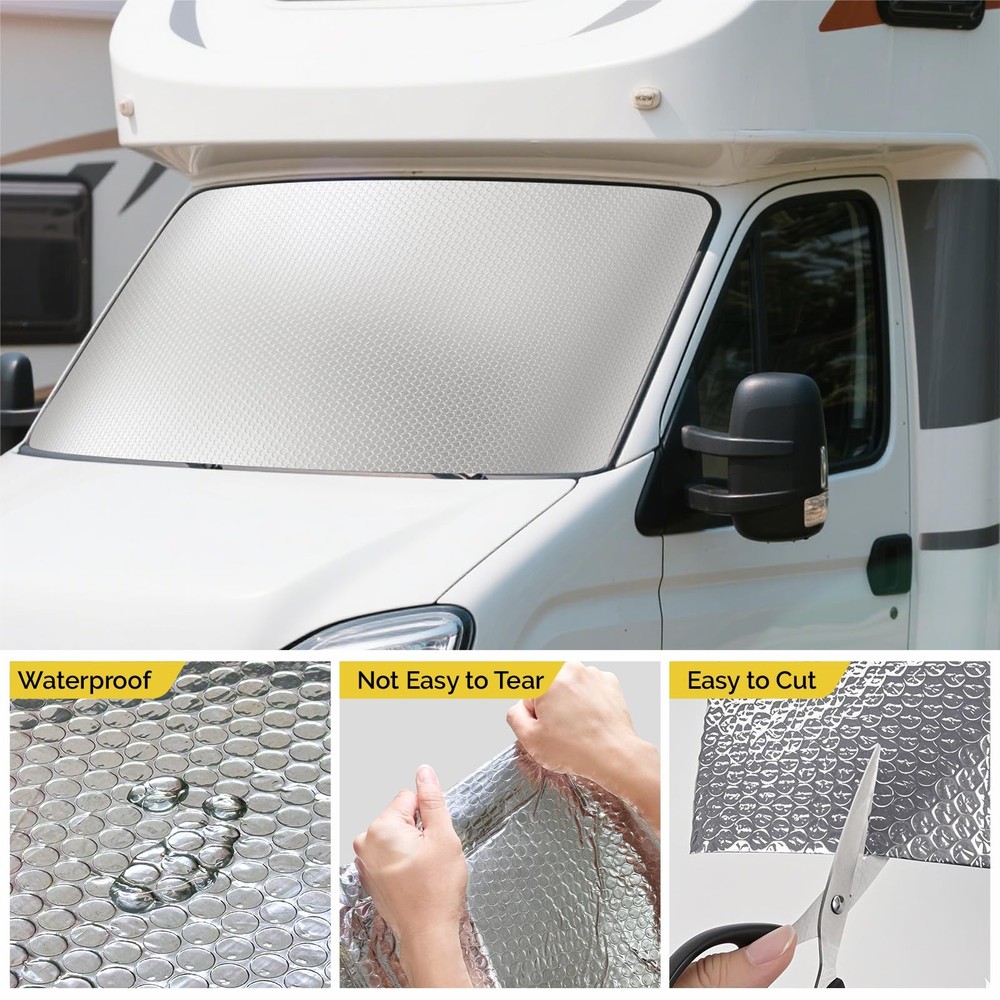fowong Reflective Bubble Insulation Sheet, Double 48" x 10 Ft X 3mm, Silver