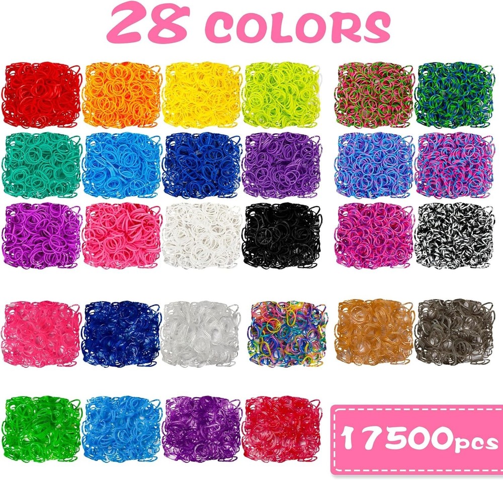 17500+ Rubber Bands Set with Pink Container