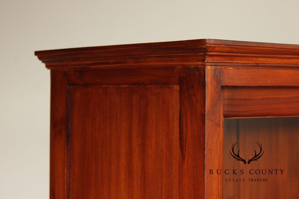 Rustic Hardwood Sliding Door Bookcase Cabinet