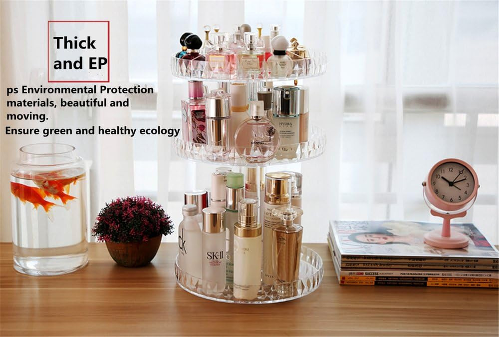 Diamond Pattern Three Layers Perfume Organizer, 360 Rotating Diamond Cosmetic St