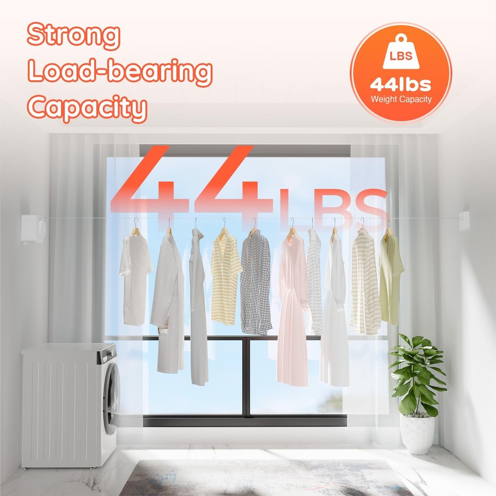 Retractable Clothesline Indoor, Non-Sagging Outdoors White