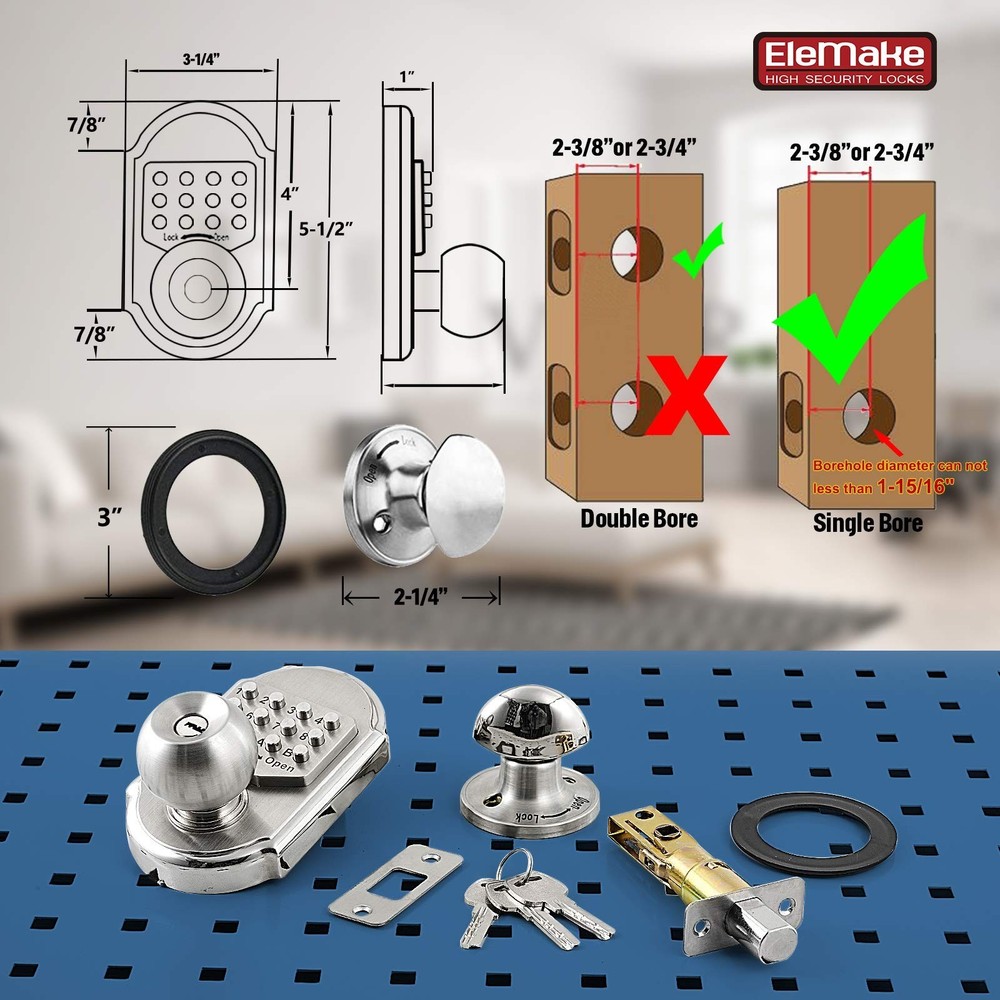Keyless Entry Door Lock with Keypad - Keyless Deadbolt Lock, Digital Code Sec...