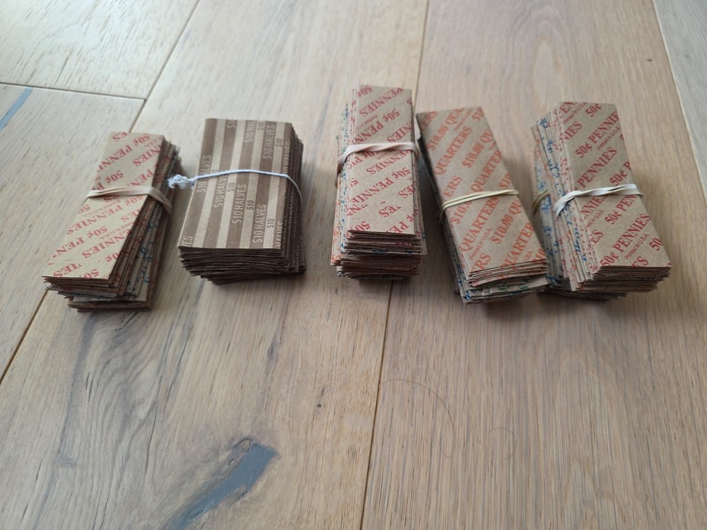 Assorted Flat Coin Wrappers Nickel, Dime, Quarter, Penny, Half Dollar