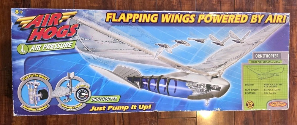 VINTAGE AIR HOGS ORNITHOPTER AIR PRESSURE ENGINE PLANE FLAPPING WING SPIN MASTER