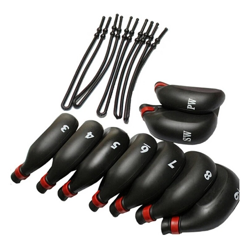 9Pcs Waterproofs Golf Iron Head Cover with String Rod Head Cases Golf Accessory