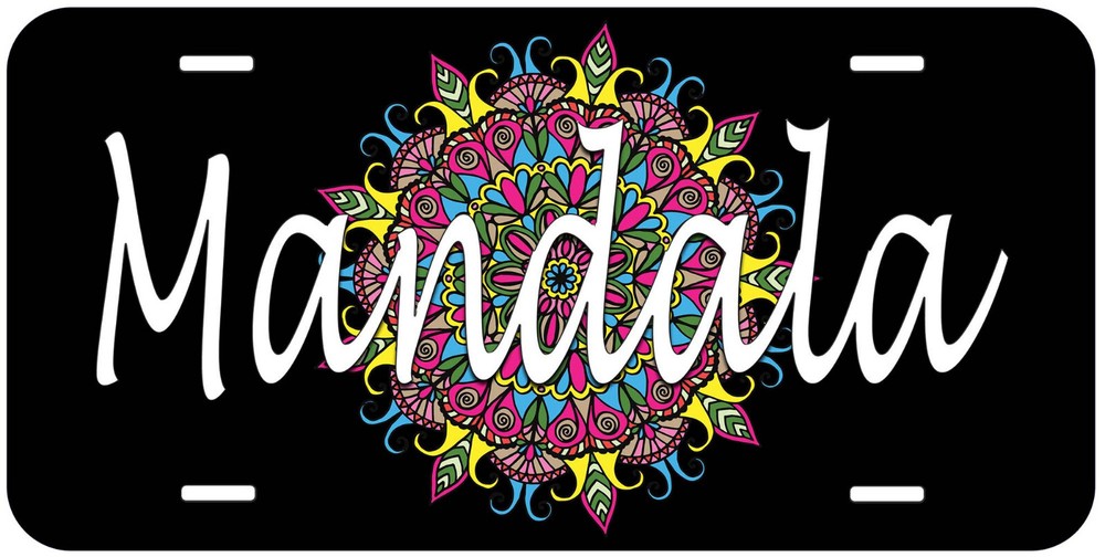 Mandala Any Name Personalized Black Novelty Car License Plate