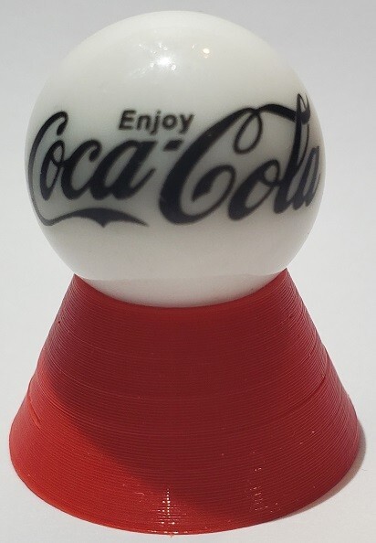 Coke Black Script 1" Glass Logo Marble w/ Stand
