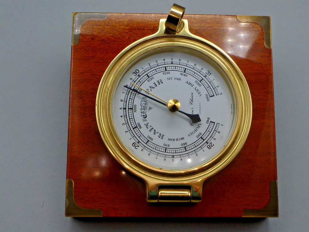 SOLID BRASS COMPENSATED SHIP’S BAROMETER, MADE IN GERMANY