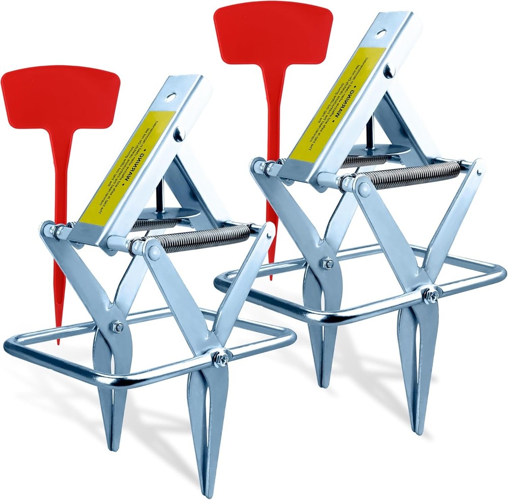 2 Pack Mole Traps,Galvanized Steel Scissor Trap,Reusable Mole Trap Killer